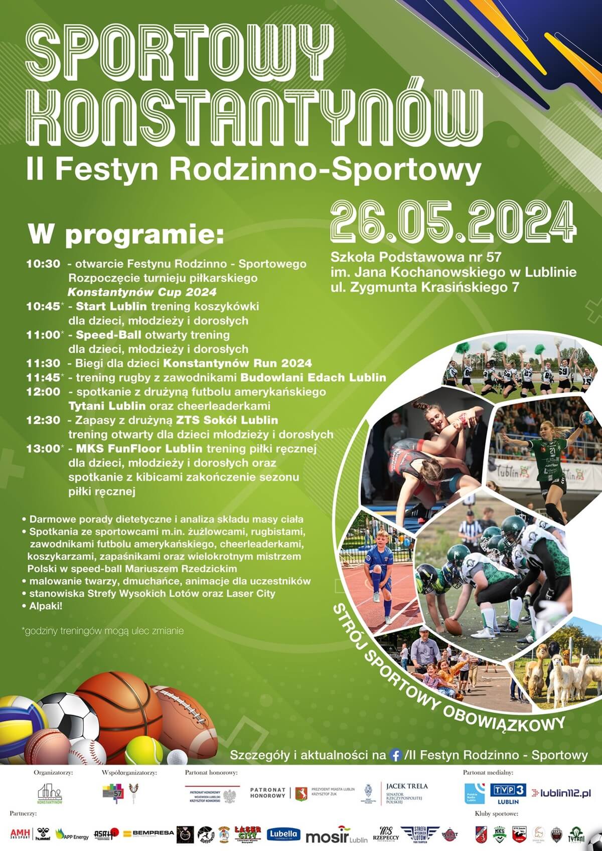 Moc atrakcji dla najmłodszych i tych trochę starszych. Rodzinno-sportowy festyn już w niedzielę 1 Sportowy Konstantynów - festyn rodzinno-sportowy 2024 - plakat