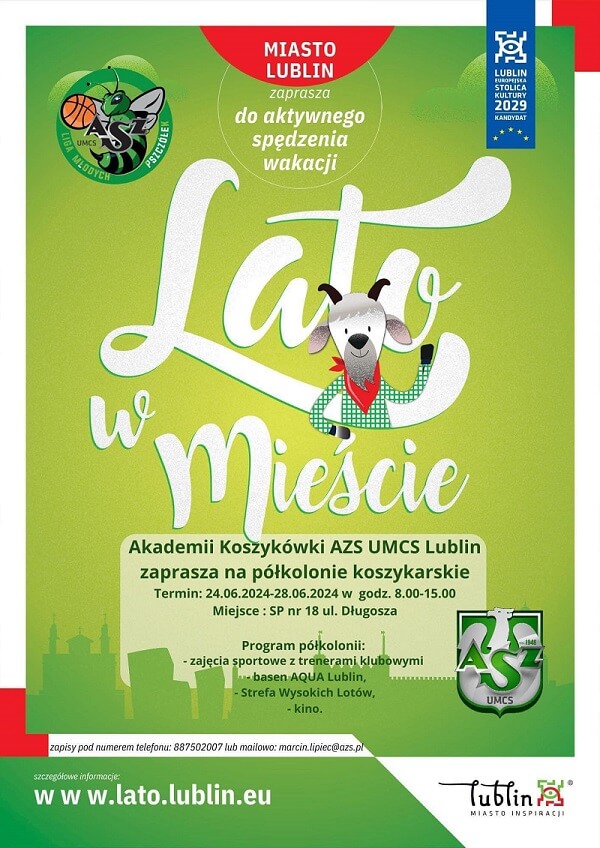 Aktywne wakacje z AZS UMCS Lublin: półkolonie z koszykówką 1 Lato w mieście cykl spotkań