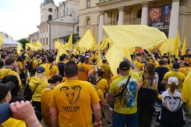 manifestacja kibicow orlen oil motoru lublin przed ratuszem 5