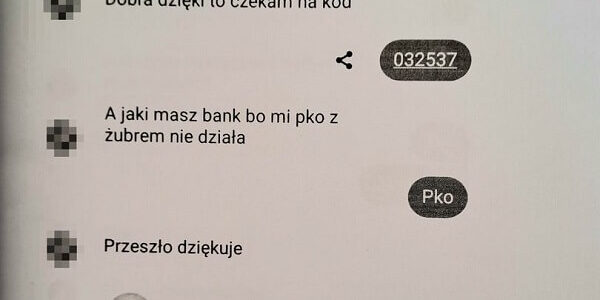 Myślał, że pomaga kuzynce. Stracił 1500 zł przez rozmowę na komunikatorze 3 Rozmowa złodzieja z ofiarą na BLIK