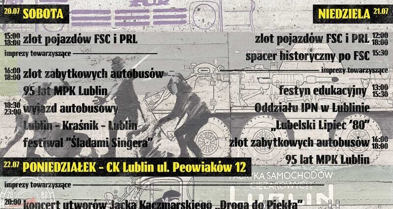 IV zlot pojazdów PRL i festyn edukacyjny Lubelski Lipiec '80 1 Plakat wydarzenia