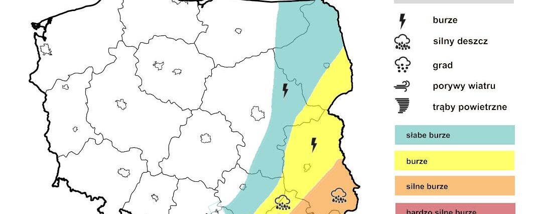 Ostrzeżenia IMGW na niedzielę. Najpierw uderzy upał, a po południu i wieczorem przetoczą się silne burze z gradem 1 Prognoza burzowa IMGW na niedzielę, 7 lipca 2024 r.