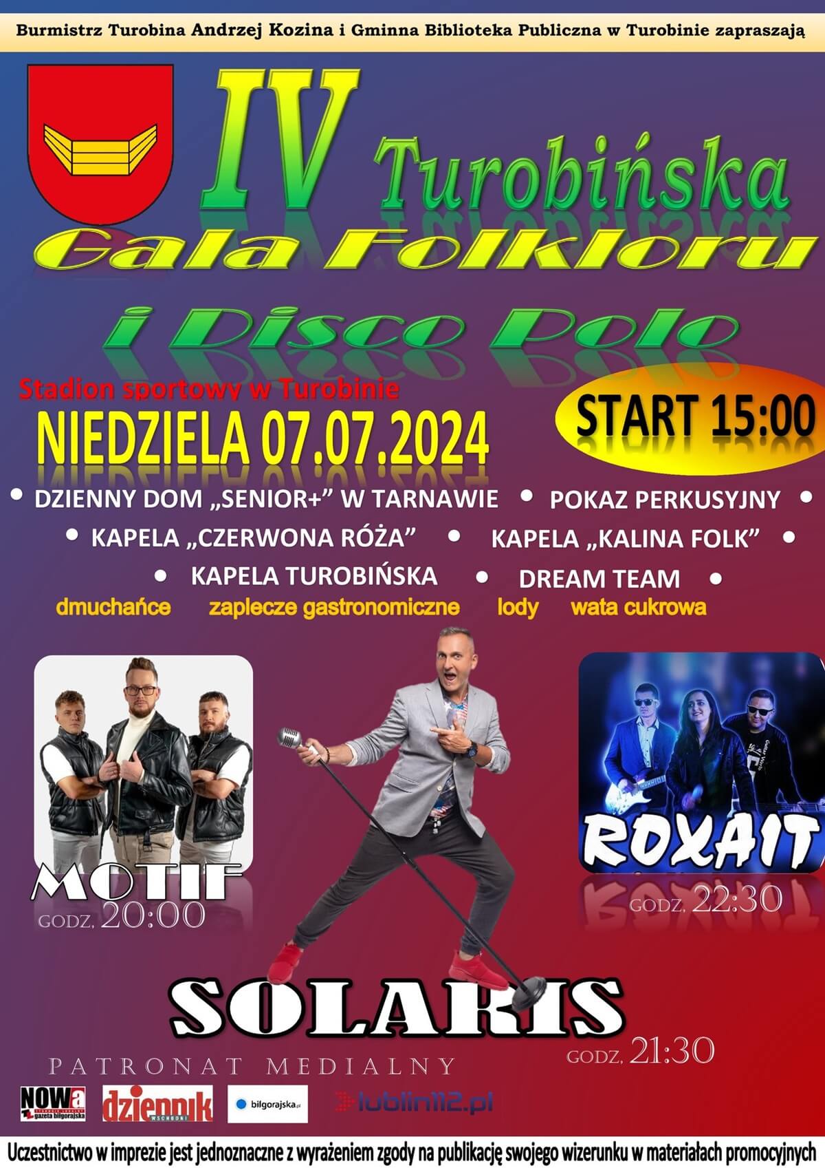 IV Turobińska Gala Folkloru i Disco Polo 2024 – program wydarzeń, plakat