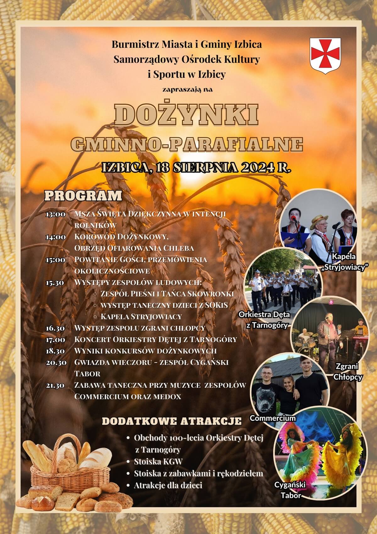 Dożynki w Izbicy 2024. Gwiazdą wieczoru zespół Cygański Tabor. Zobacz godzinowy program 1 Dożynki w Izbicy 2024 - plakat, program wydarzenia