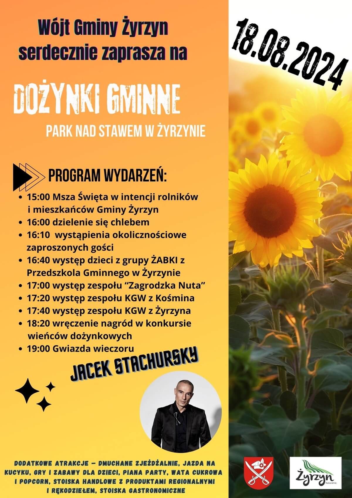 Dożynki w Żyrzynie 2024 - plakat, program wydarzenia