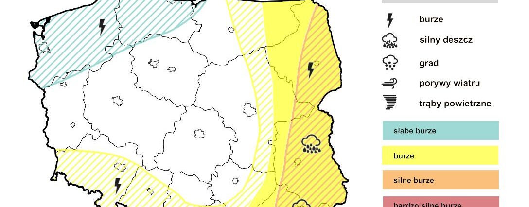 Pogoda na piątek, 16 sierpnia. Deszczowy poranek, upalny dzień, a wieczorem możliwe burze 1 Prognoza burzowa IMGW na piątek, 16 sierpnia 2024