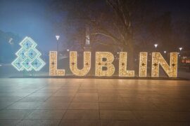 napis i love lublin z choinka