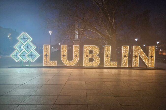 napis i love lublin z choinka