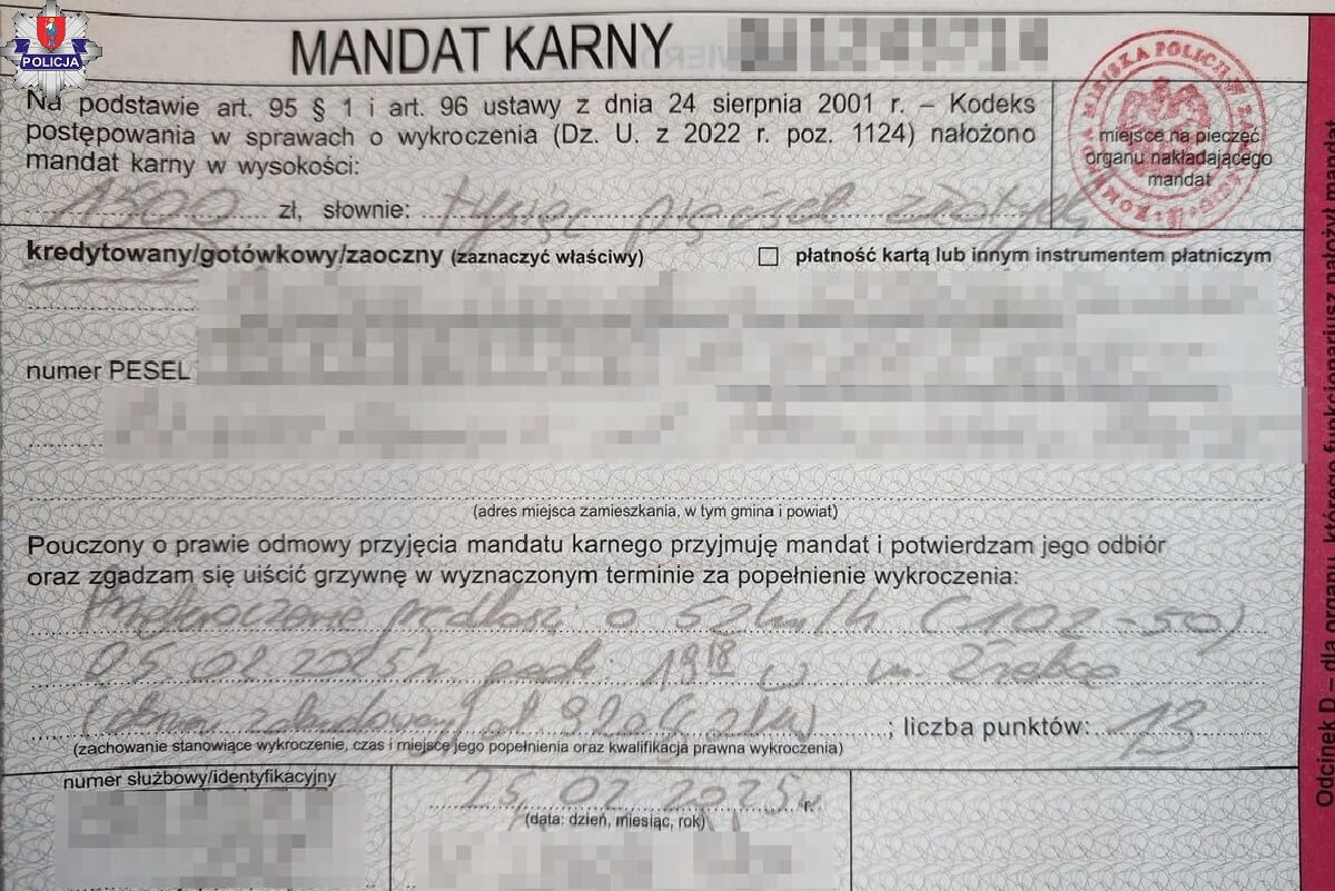 Coraz więcej kierowców traci prawo jazdy za prędkość. Policjanci są w tej kwestii bezlitośni 2 Mandat za przekroczenie prędkośći