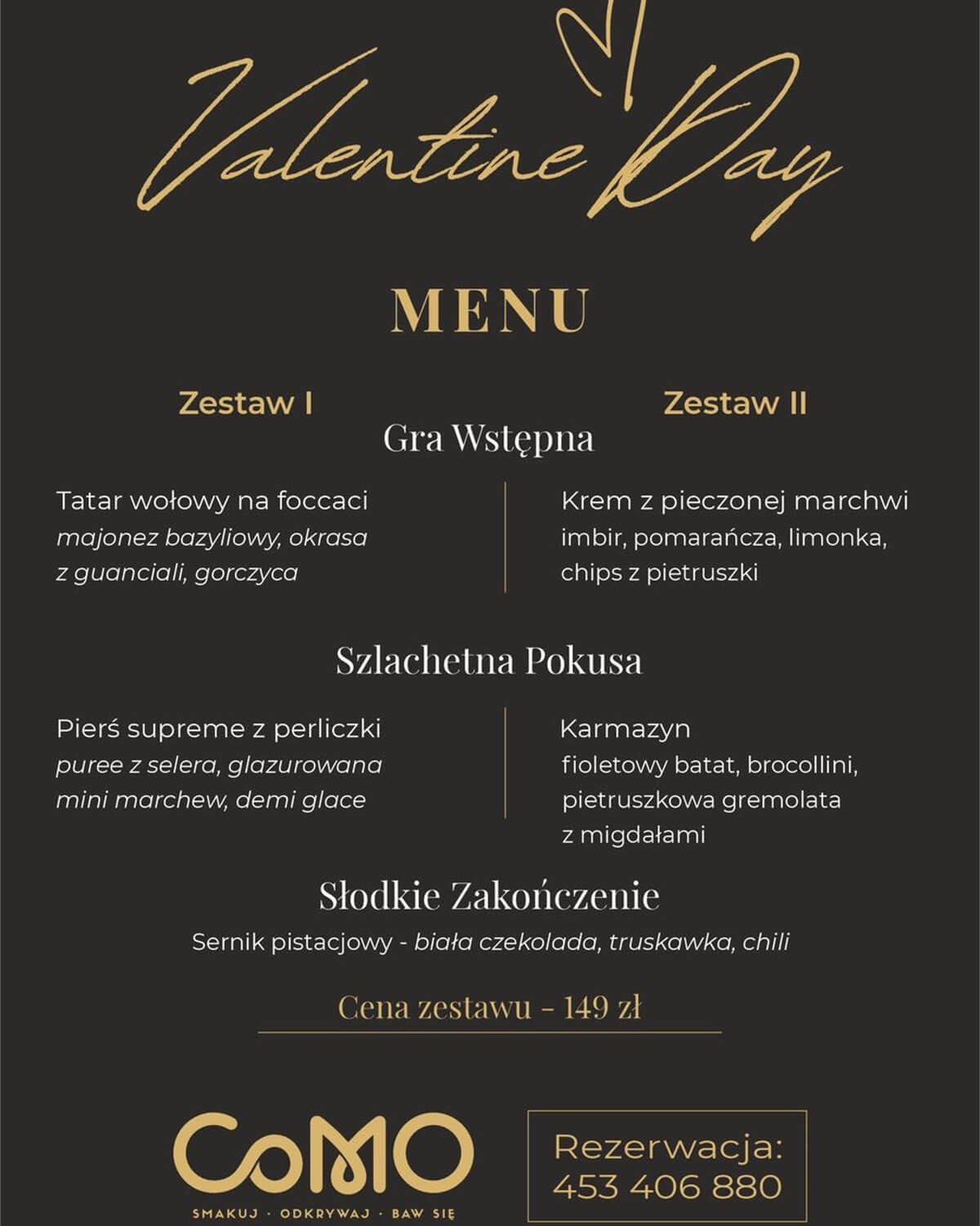 Walentynki 2025 w Lublinie: Gdzie zabrać ukochaną osobę na romantyczną kolację? Nasz przegląd ofert walentynkowych 9 Menu walentynkowe w restauracji CoMo