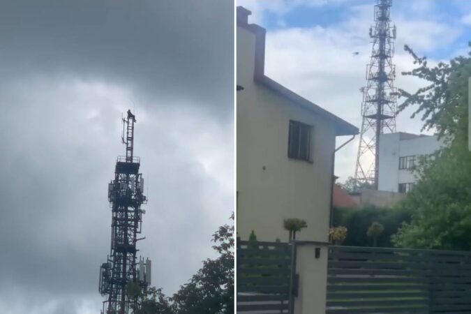 skoczyl z wiezy telekomunikacyjnej w zamosciu