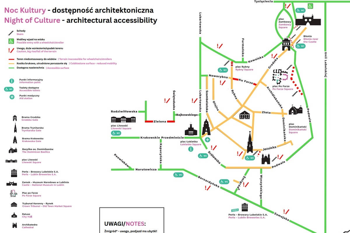 Ponad 200 atrakcji dla odwiedzających! To wyjątkowe wydarzenie w Lublinie potrwa całą noc 2 Mapa dostępności podczas Noc Kultury 2025