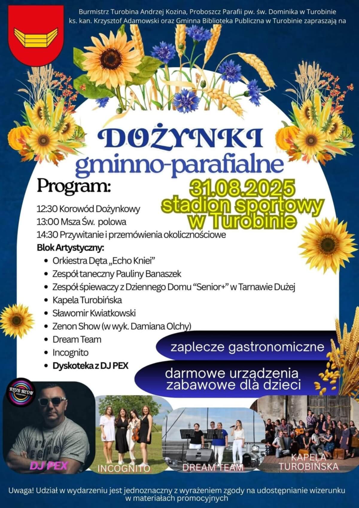 Dożynki 31 sierpnia 2025 w woj. lubelskim. Wystąpią: Budka Suflera, Boys, Poparzeni Kawą Trzy czy Classic 14 Dożynki Gminy Turobin
