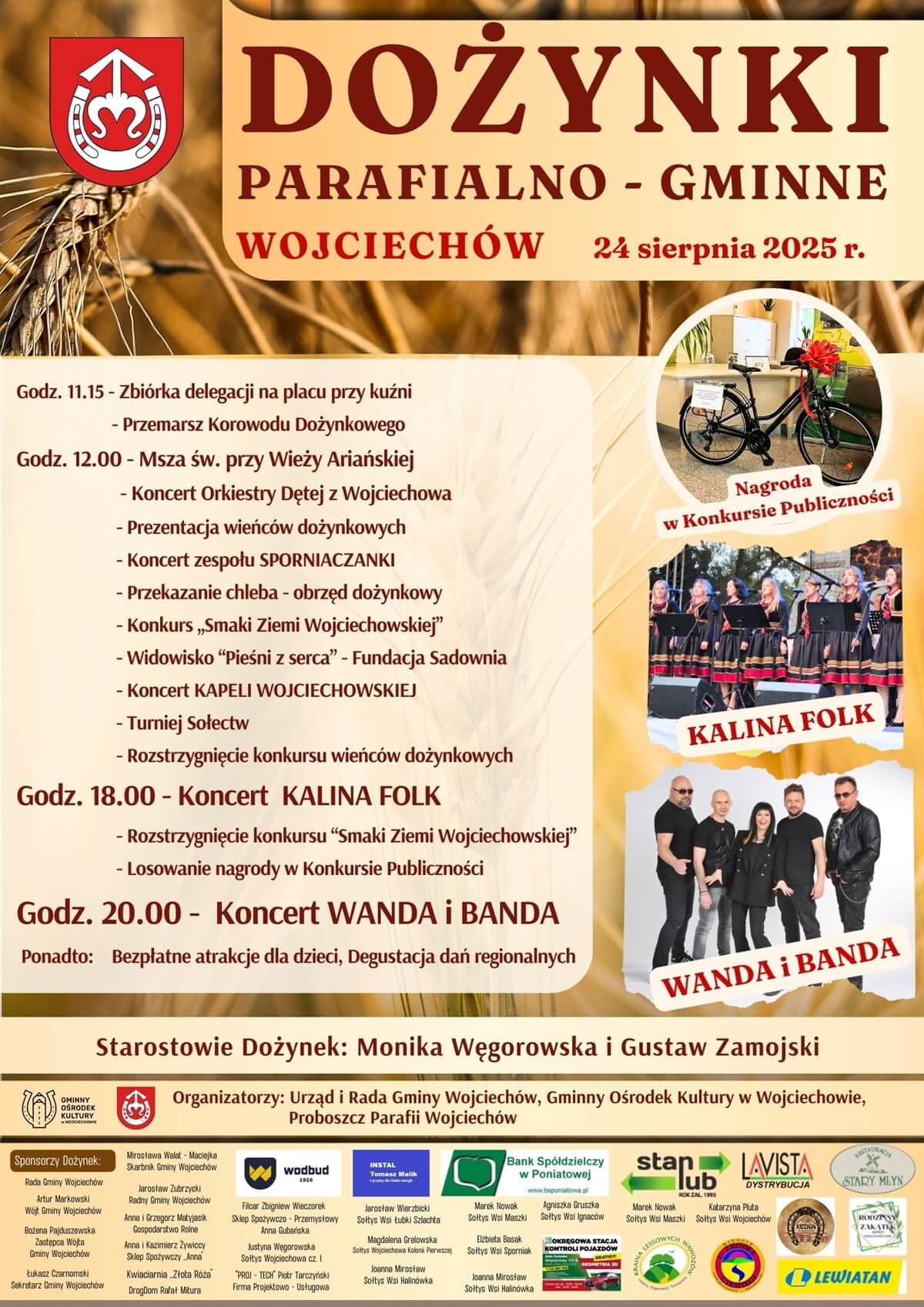 Dożynki w Wojciechowie 2025. Zagra Wanda i Banda! 3 Dożynki w Wojciechowie 2025 - plakat