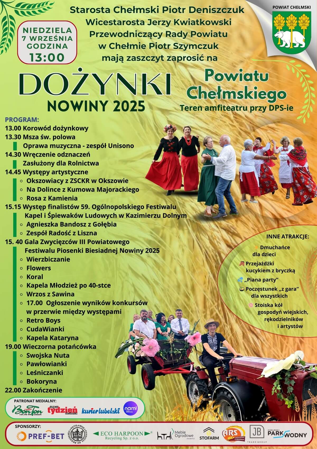 Dożynki 7 września 2025 w woj. lubelskim. Wystąpią: Boys, Brathanki, Sławomir, MIG, Piękni i Młodzi Dawid Narożny 8 Dożynki w Nowinach