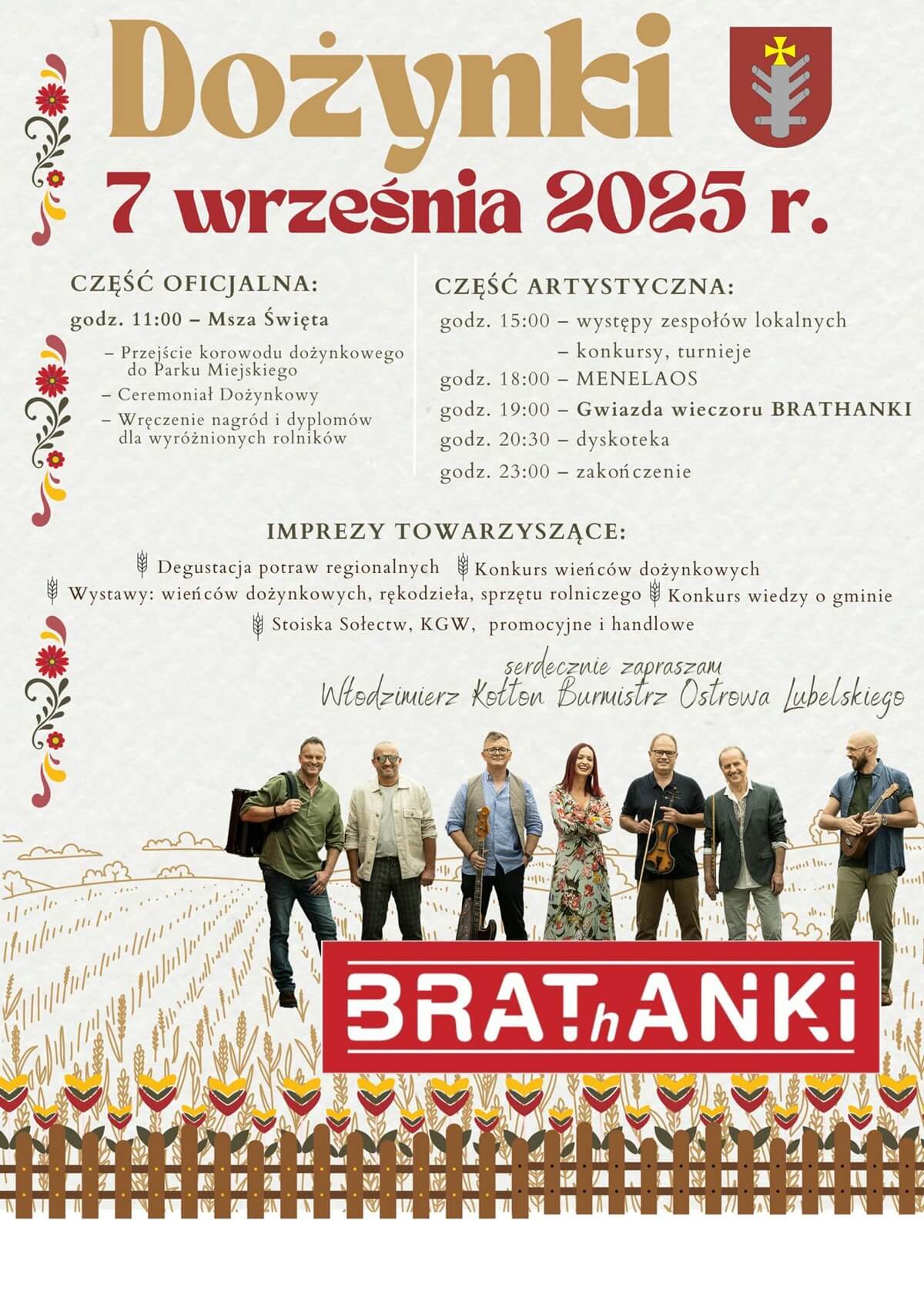 Dożynki 7 września 2025 w woj. lubelskim. Wystąpią: Boys, Brathanki, Sławomir, MIG, Piękni i Młodzi Dawid Narożny 7 Dożynki w Ostrowie Lubelskim