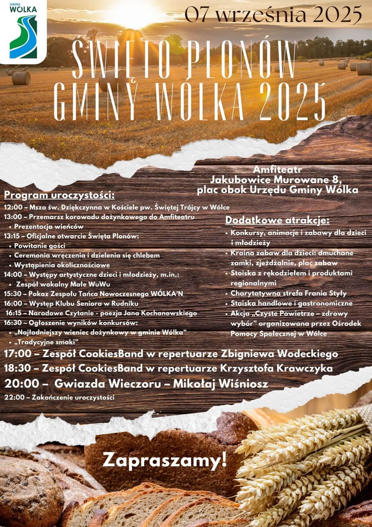 Dożynki 7 września 2025 w woj. lubelskim. Wystąpią: Boys, Brathanki, Sławomir, MIG, Piękni i Młodzi Dawid Narożny 12 Dożynki w Wólce