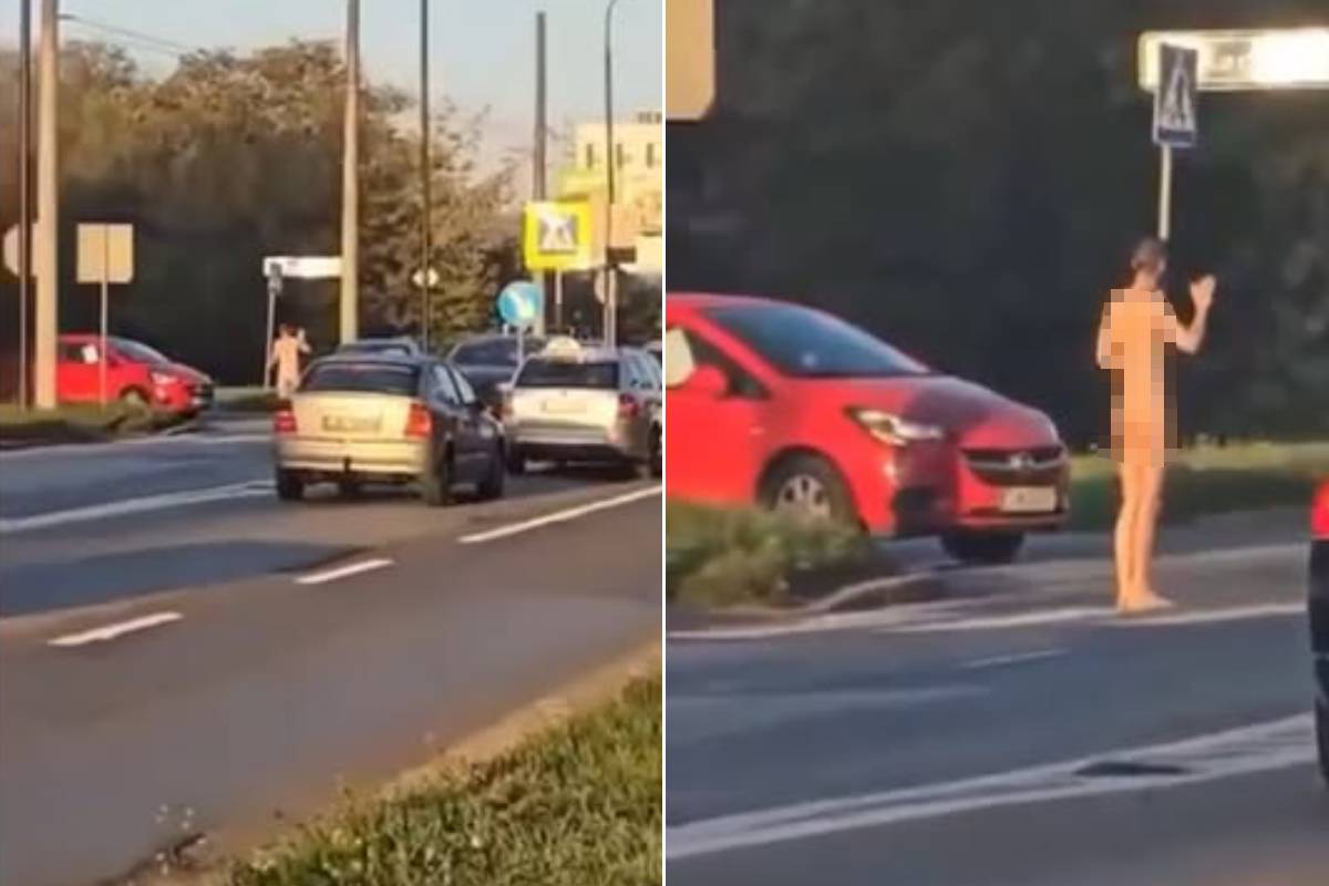 Nagi mężczyzna próbował złapać stopa na ulicach Lublina. Nietypowy widok o poranku zszokował mieszkańców