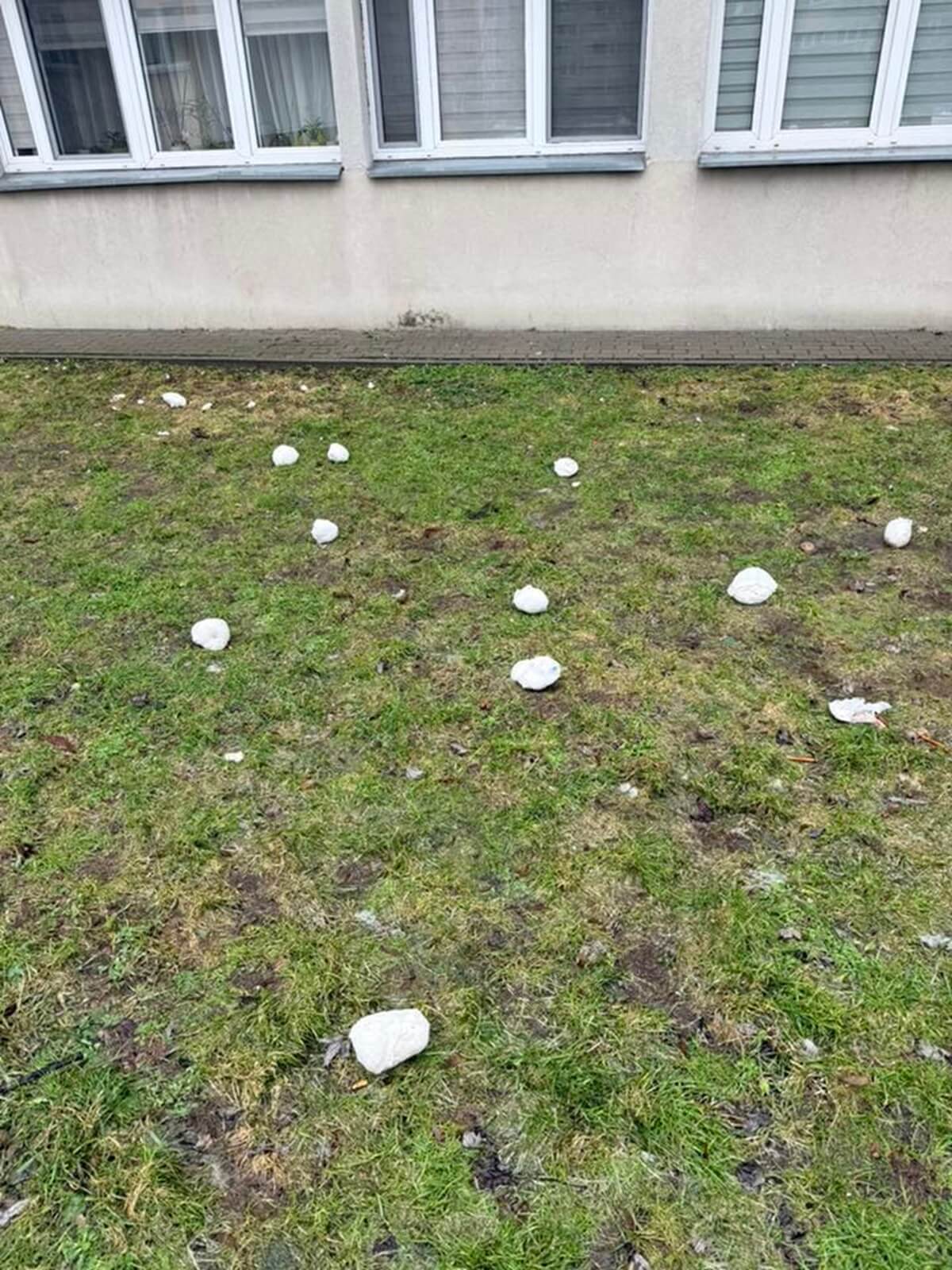 Topniejący śnieg odsłonił szokujący widok. Na trawniku pod blokiem leżą zużyte pampersy