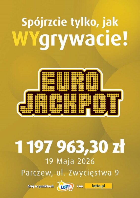 Plakat, wygrana w Eurojackpot w Parczewie 19 maja 2026