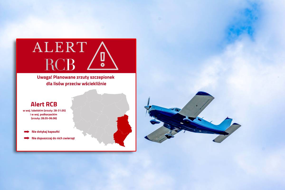 Alert RCB dla całego województwa lubelskiego. Rusza zrzut szczepionek z samolotów