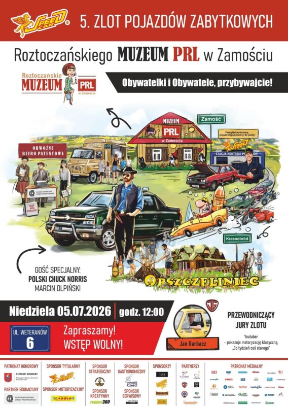 Prawdziwa gratka dla fanów motoryzacji. Szykuje się wielki zlot klasyków na Roztoczu 2 Plakat zlot lipiec 2026