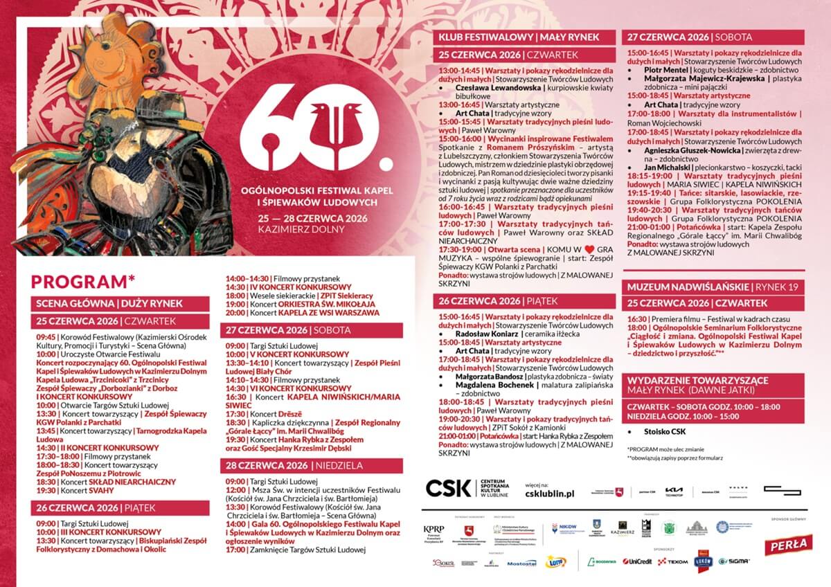 60. Ogólnopolski Festiwal Kapel i Śpiewaków Ludowych w Kazimierzu Dolnym