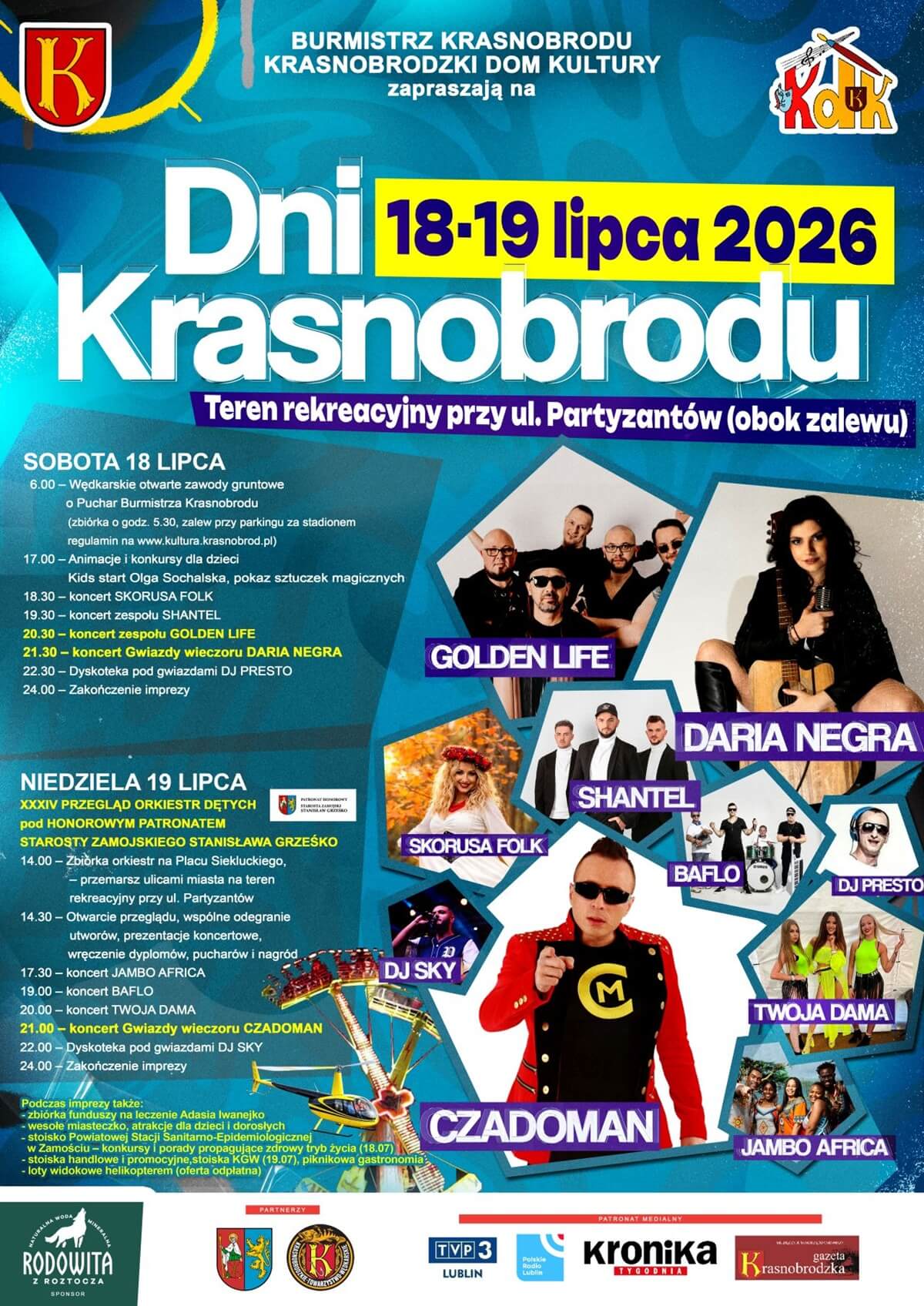 Co robić w weekend 18-19 lipca w województwie lubelskim? Festiwale, koncerty i imprezy w regionie 3 Dni Krasnobrodu 2026