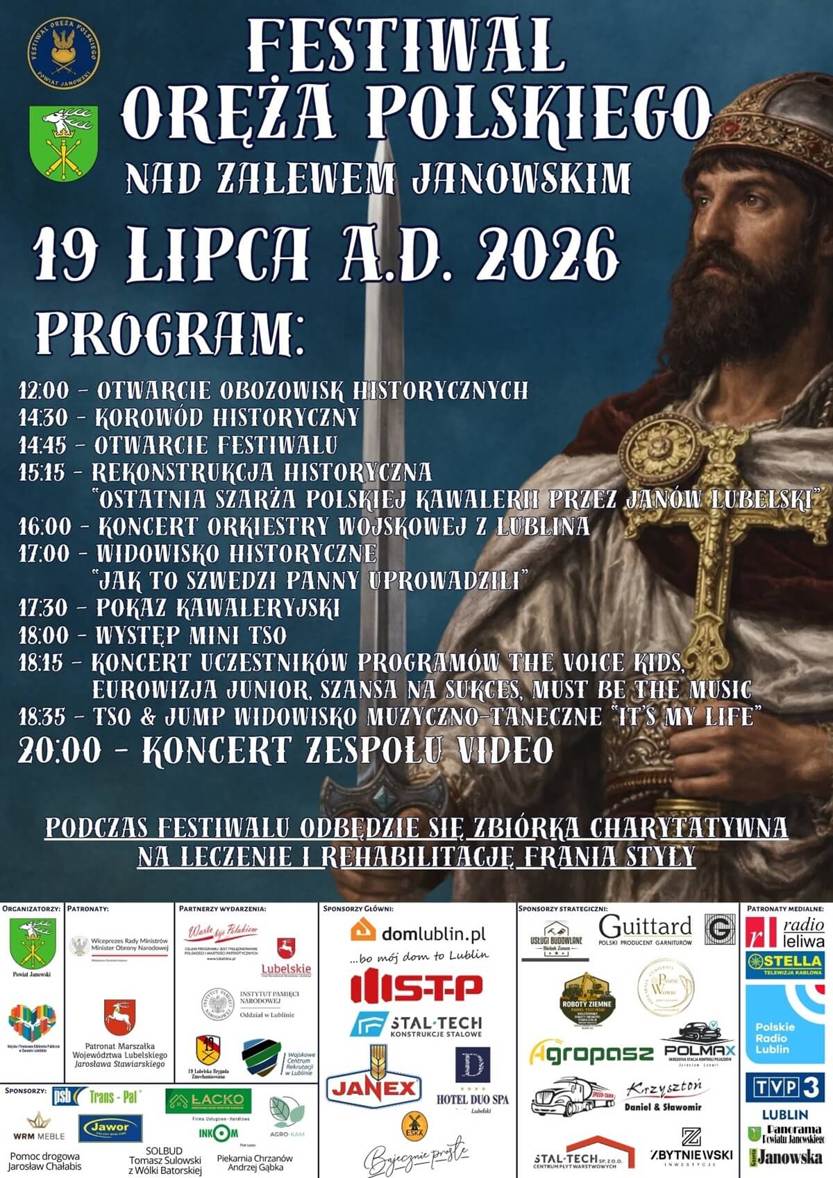 Co robić w weekend 18-19 lipca w województwie lubelskim? Festiwale, koncerty i imprezy w regionie 7 Festiwal Oręża Polskiego w Janowie Lubelskim 2026
