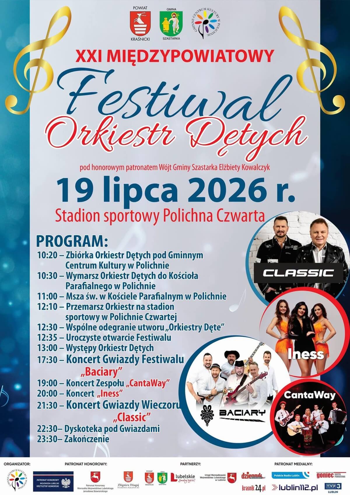 Co robić w weekend 18-19 lipca w województwie lubelskim? Festiwale, koncerty i imprezy w regionie 8 Festiwal Orkiestr Dętych w Polichnie Czwartej 2026