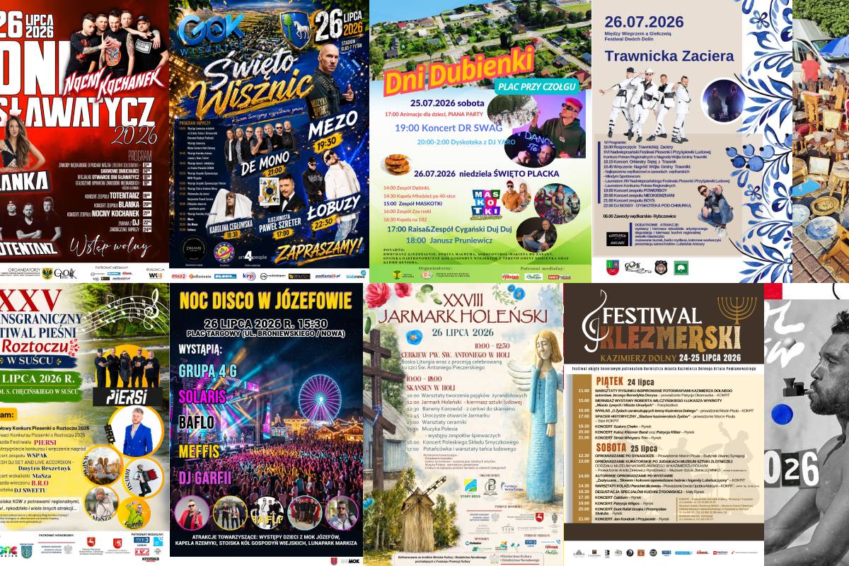 Co robić w weekend 25-26 lipca w województwie lubelskim? Wydarzenia, koncerty i imprezy w regionie