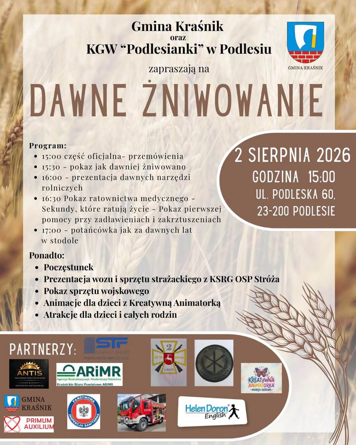 Imprezy w weekend 1-2 sierpnia w Lublinie i województwie lubelskim. Koncerty, jarmarki, wystawa koni, święto bobu 6 Dawne Żniwowanie 2026
