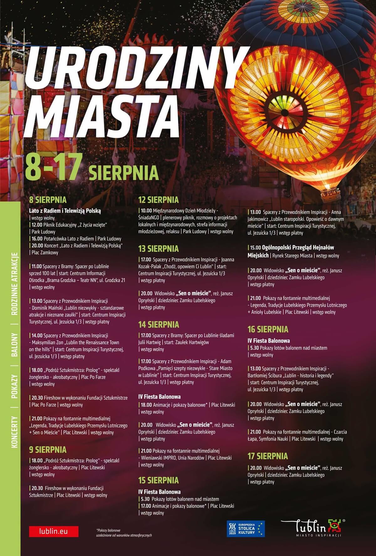 Program 709. urodzin Lublina - plakat