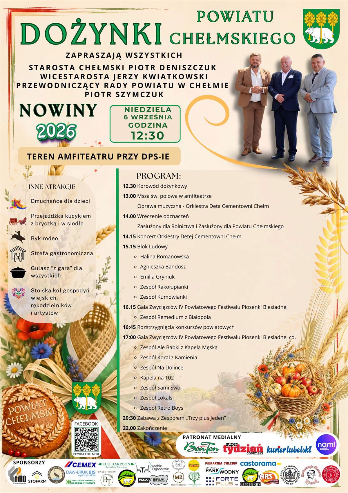 Dożynki i koncerty gwiazd w niedzielę, 6 września. Zenon Martyniuk, B.R.O, Czerwone Gitary, Defis 10 dozynki nowiny powiat chelmski 2026 0559b37ecd56