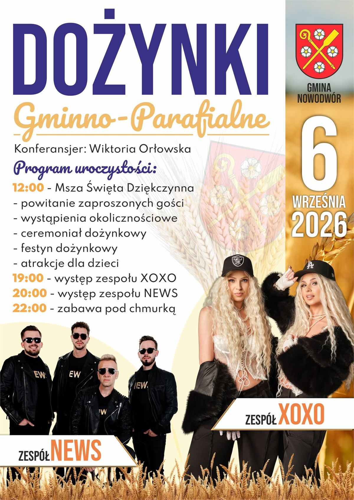 Dożynki i koncerty gwiazd w niedzielę, 6 września. Zenon Martyniuk, B.R.O, Czerwone Gitary, Defis 2 dozynki nowodwor 2026 f0d6784113cc
