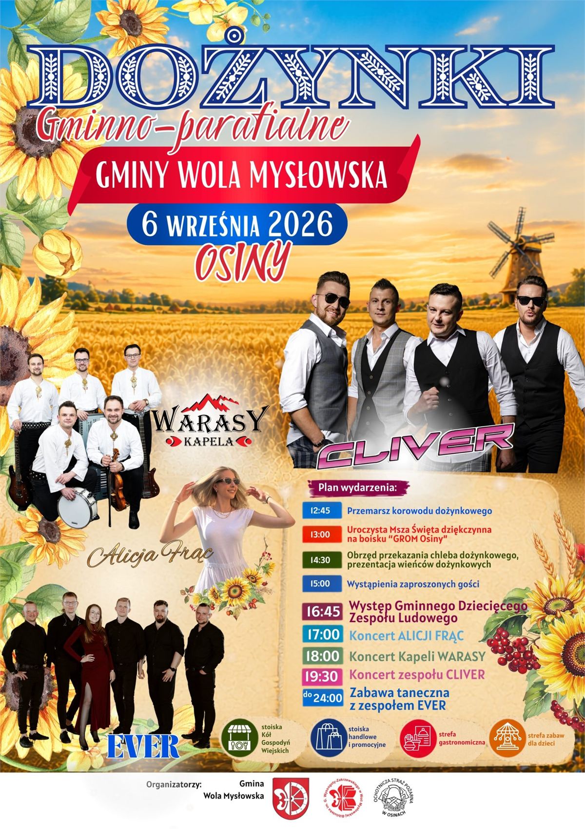 Dożynki i koncerty gwiazd w niedzielę, 6 września. Zenon Martyniuk, B.R.O, Czerwone Gitary, Defis 3 dozynki wola myslowska osiny 2026 4c7c03818511