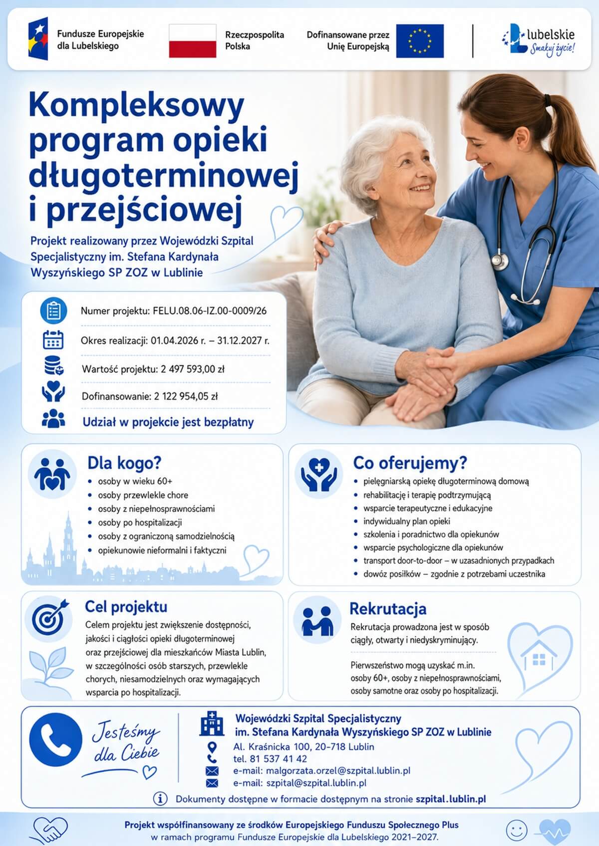 Bezpłatne wsparcie dla mieszkańców Lublina. Szpital rozwija opiekę długoterminową w domu pacjenta
