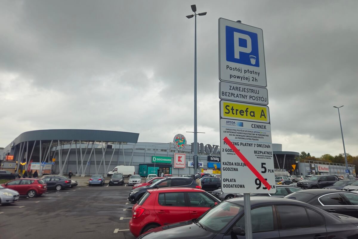 Płatny parking przy Galerii Mozaika w Lublinie